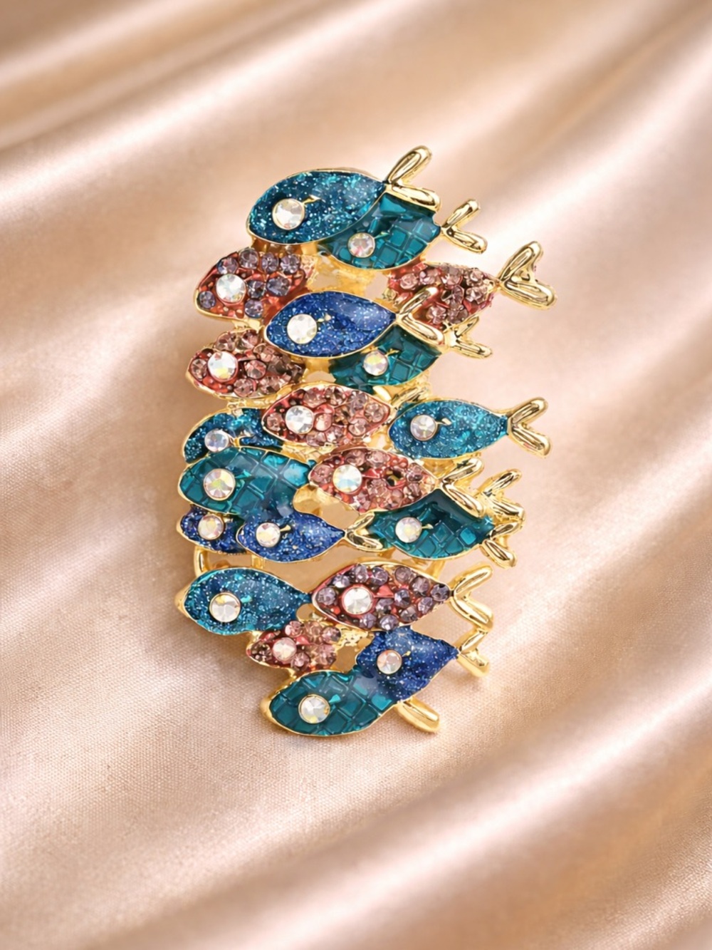 Multicolor Fish Gold Brooch - Picture 9 of 9